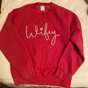 Small Wifey Red Crewneck Sweatshirt.